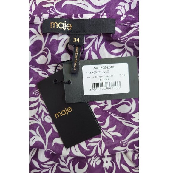 Maje Ronirique Ruffled floral-print chiffon Maxi Dress, T34 (XS) MSRP $535 - Picture 6 of 6